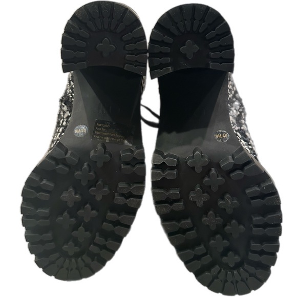 JLO Jennifer Lopez Rigly Platform Boot, Women's Size 9M, Black/White Tweed - Picture 9 of 10